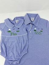 Griffin Boys' Pima Cotton Polo Golf Shirt Blue Stripes
