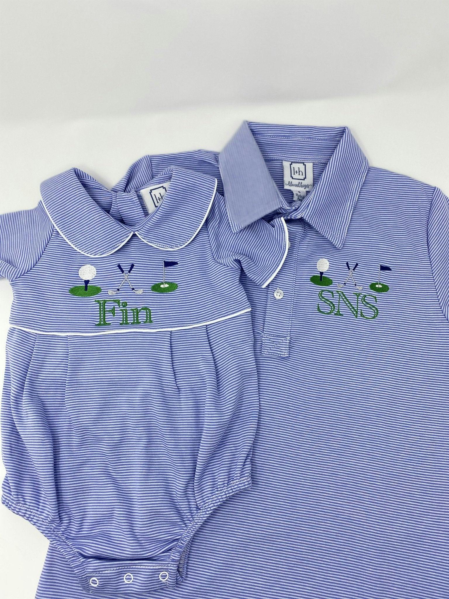 Griffin Boys' Pima Cotton Polo Golf Shirt Blue Stripes