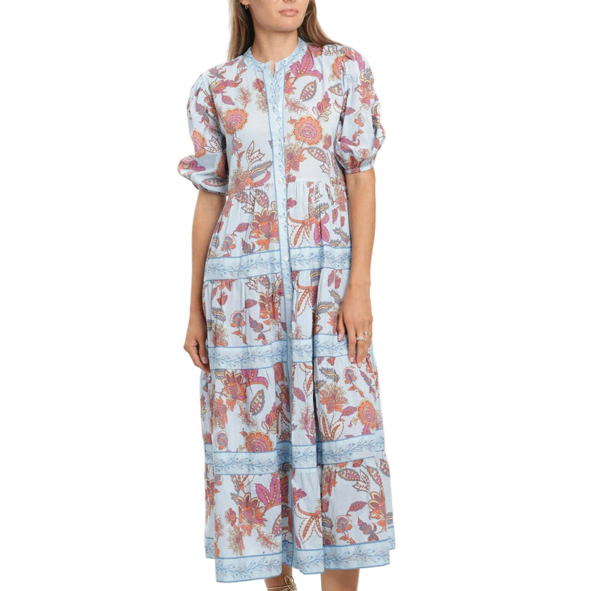 Milena Dress - Blue Botanical