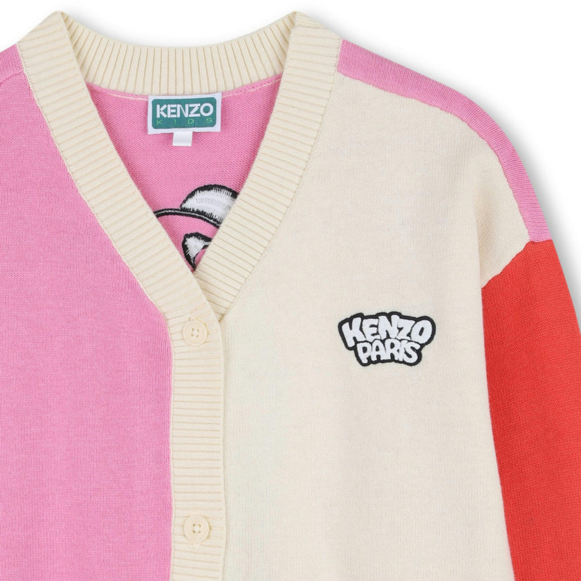 Pink & Cream Kenzo Color-Block Cardigan