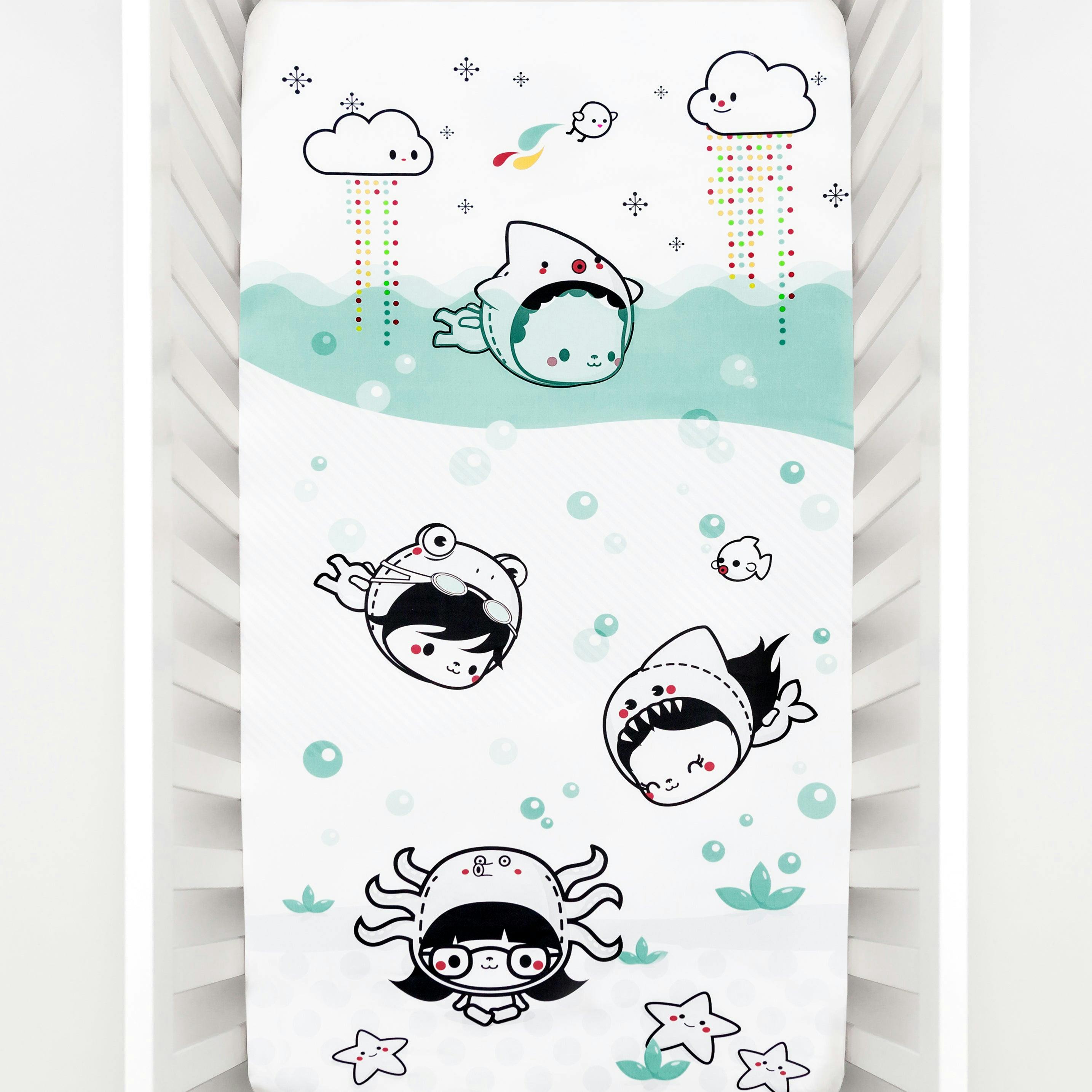 Dive In Standard Size Crib Sheet