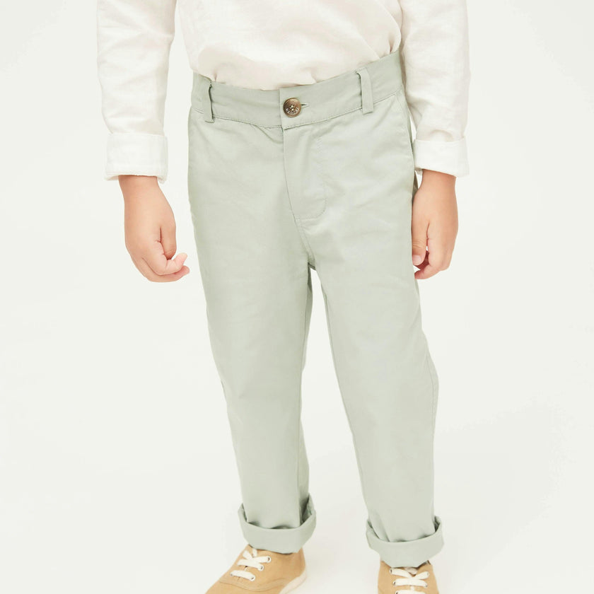 Grey Green Lightweight Chino Trousers