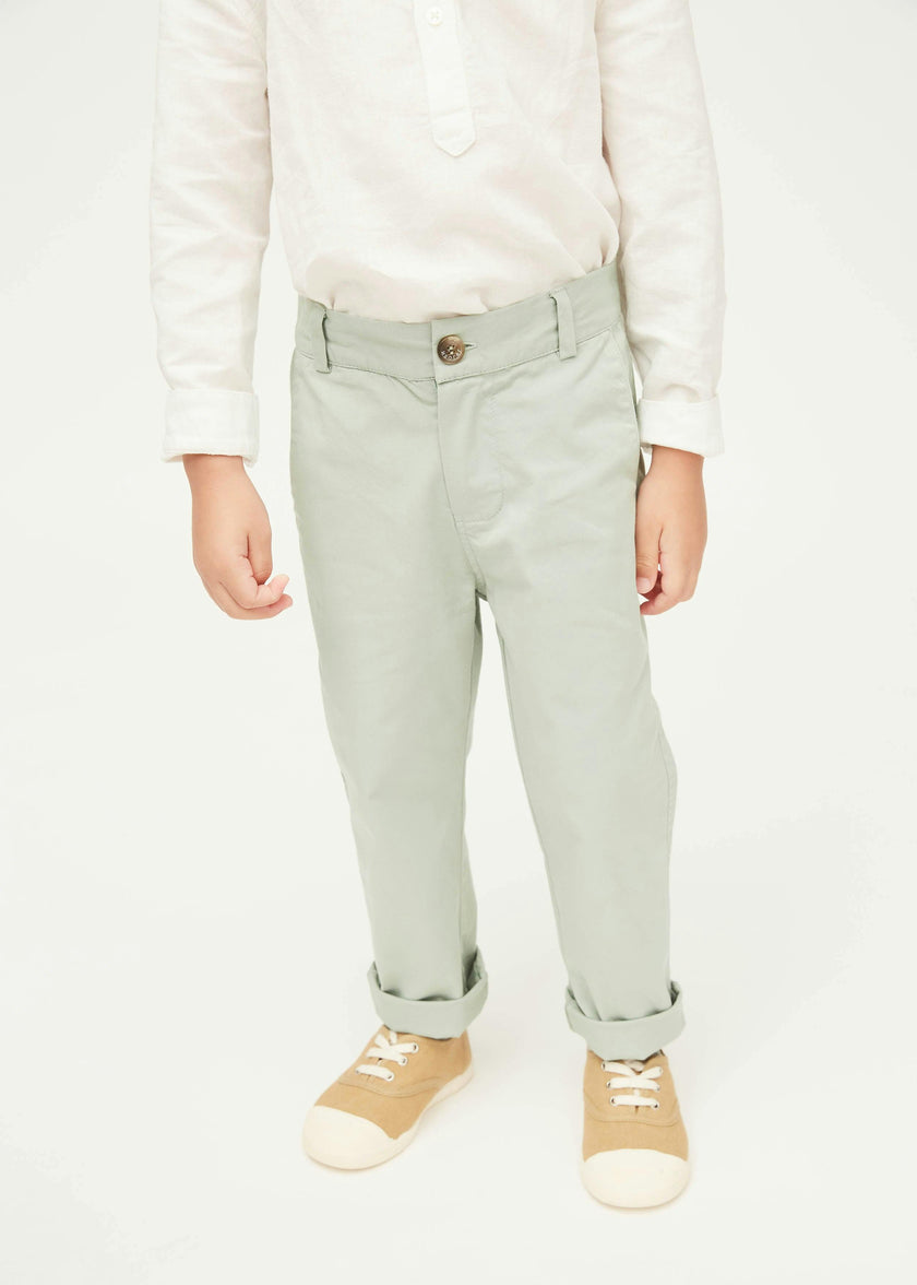 Grey Green Lightweight Chino Trousers