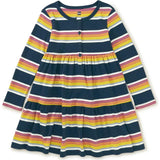 Tea Collection x Maisonette Long Sleeve Tiered Henley Dress, Multi