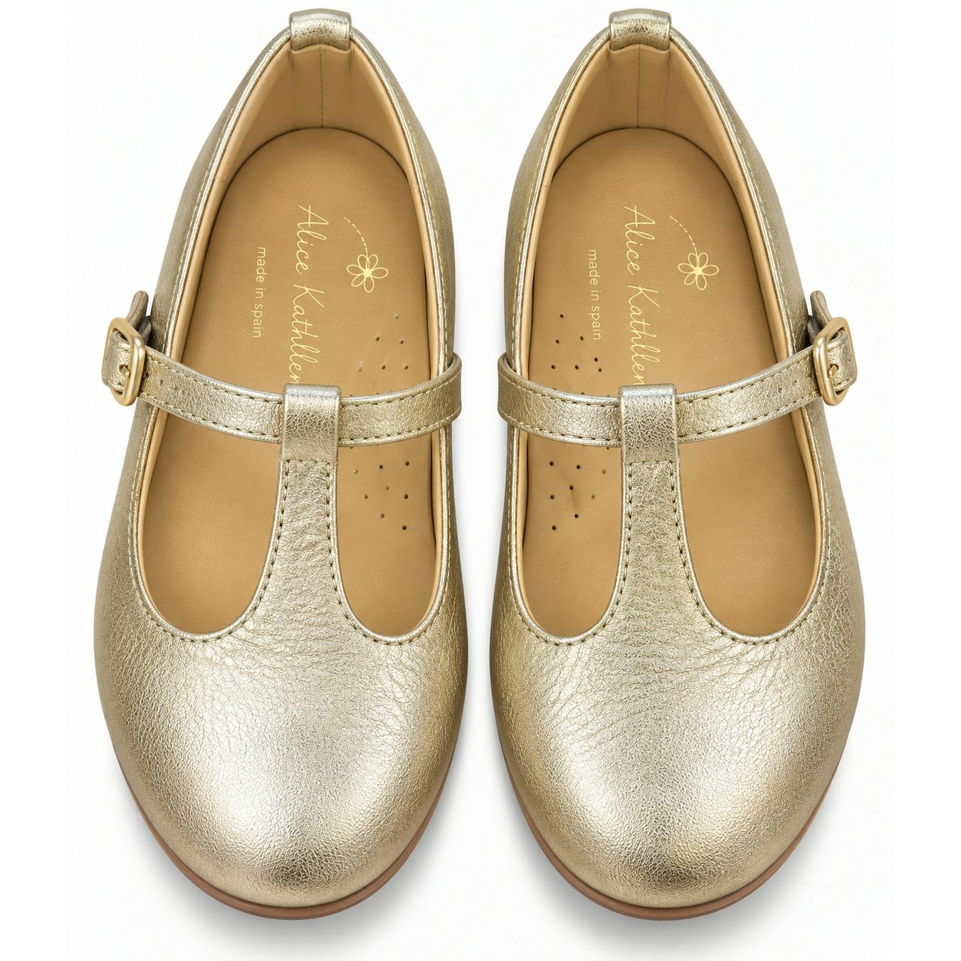 T- Strap in Metallic Gold