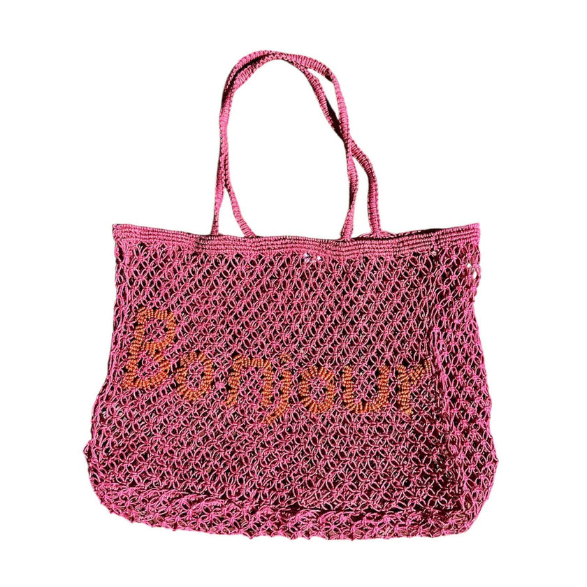 St Jean Jute Beach Tote "Bonjour", Bonjour