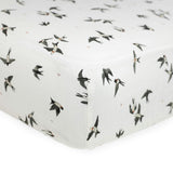 Organic Cotton Muslin Crib Sheet - Swallows