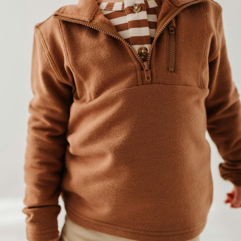 Boy's 3/4 Fleece Zip Sweatshirt