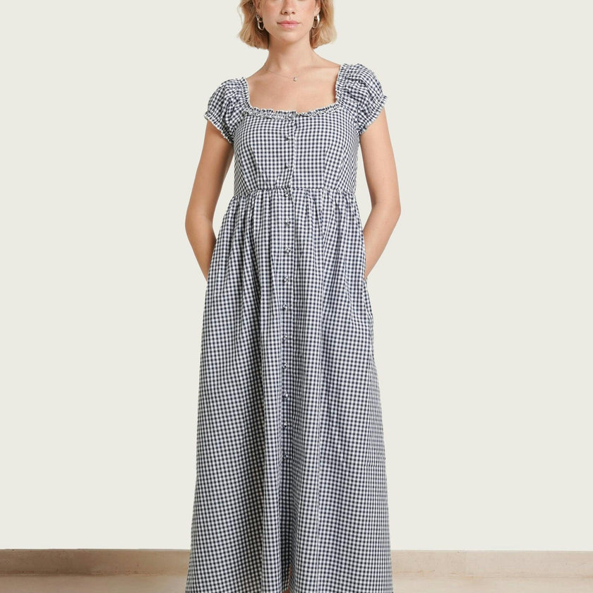 Lily Gingham Maternity & Nursing Dress