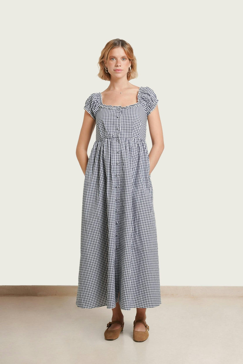 Lily Gingham Maternity & Nursing Dress
