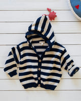 Little Mariner Hoodie in Navy Stripe