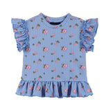 Infant Girls Knit Seersucker Top & Pant Set | Blue Floral