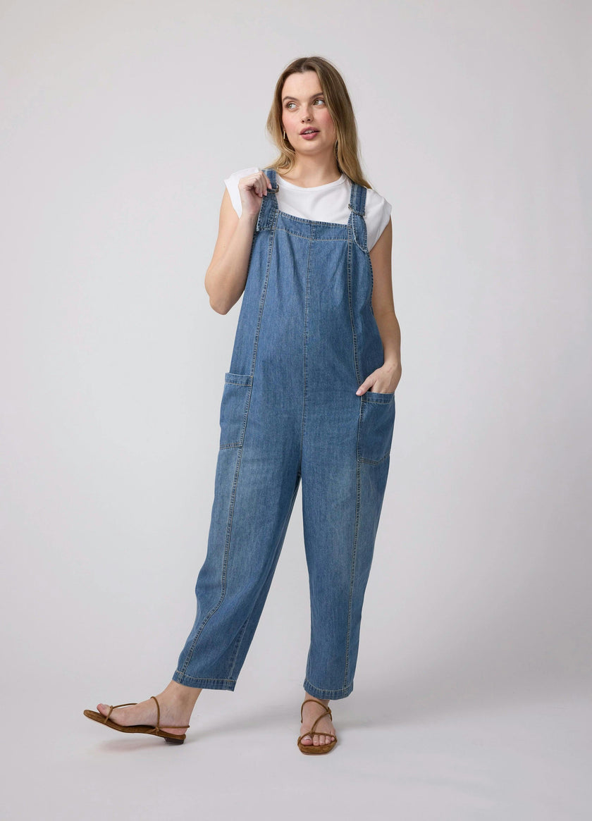 Ankle Tapered Leg Denim Maternity Overall
