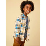 French Terry Plaid Shacket, Natural