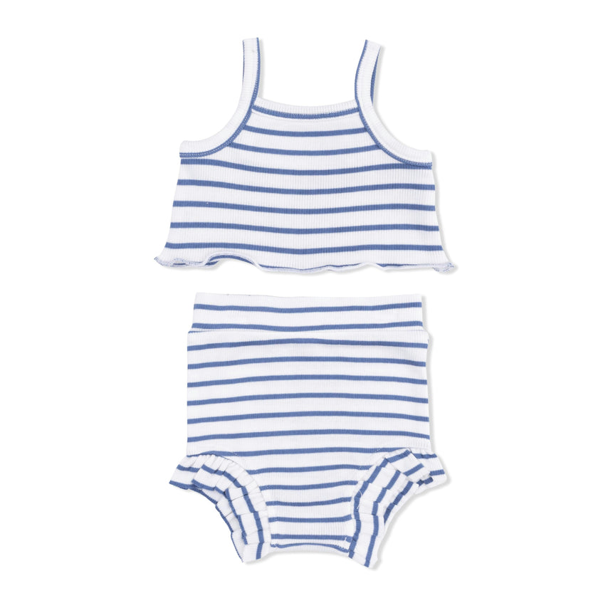 Navy Stripe - Tank Top & High Waisted Short