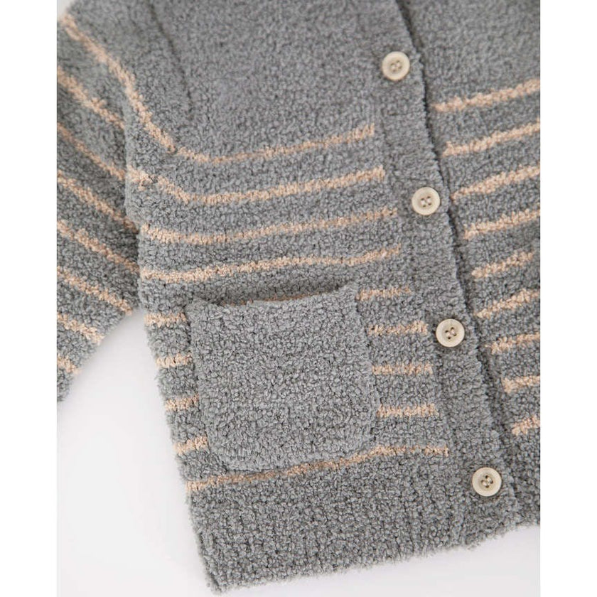 Fuzzy Striped Camisole & Cardigan Set