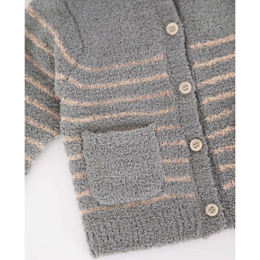 Fuzzy Striped Camisole & Cardigan Set