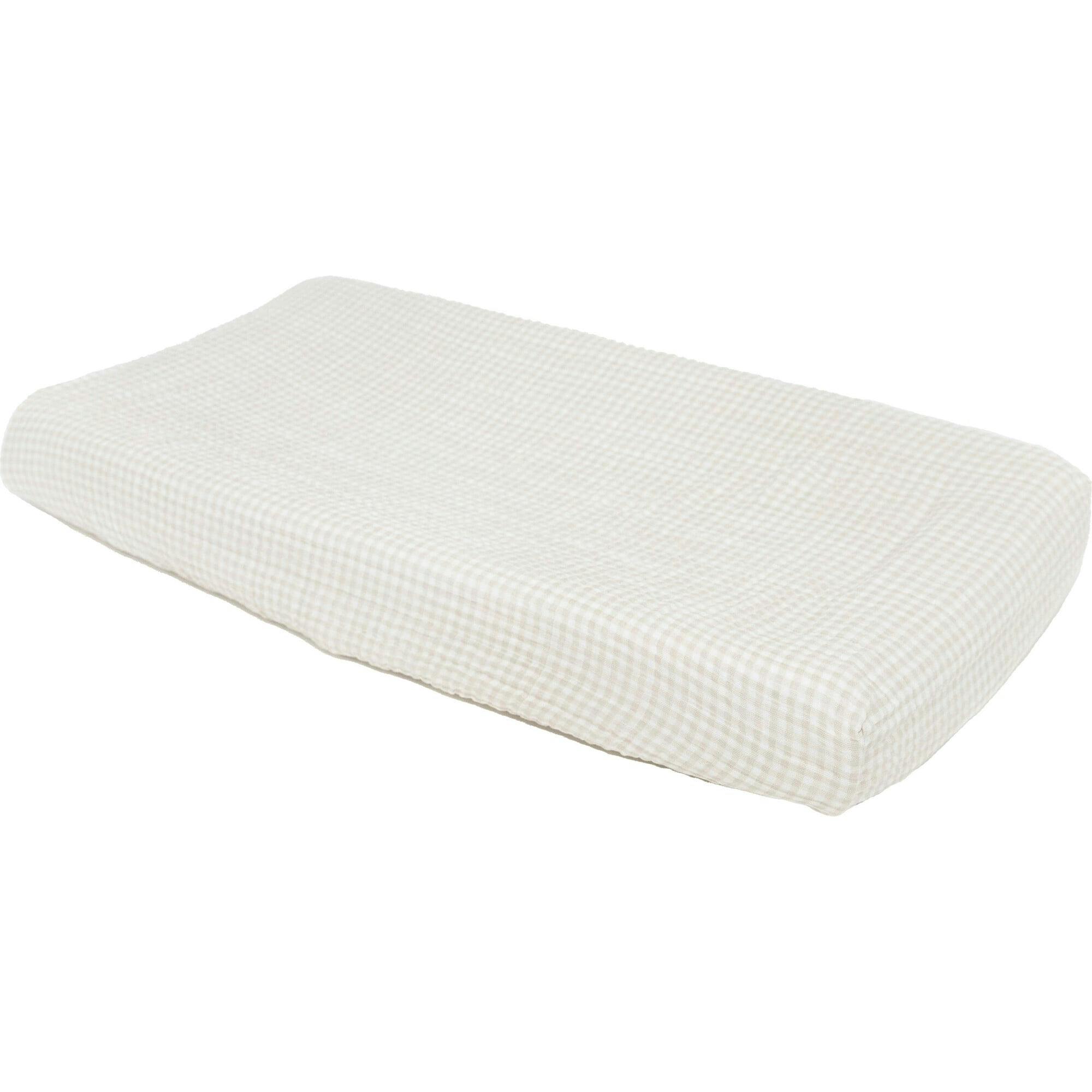 Cotton Muslin Changing Pad Cover - Tan Gingham