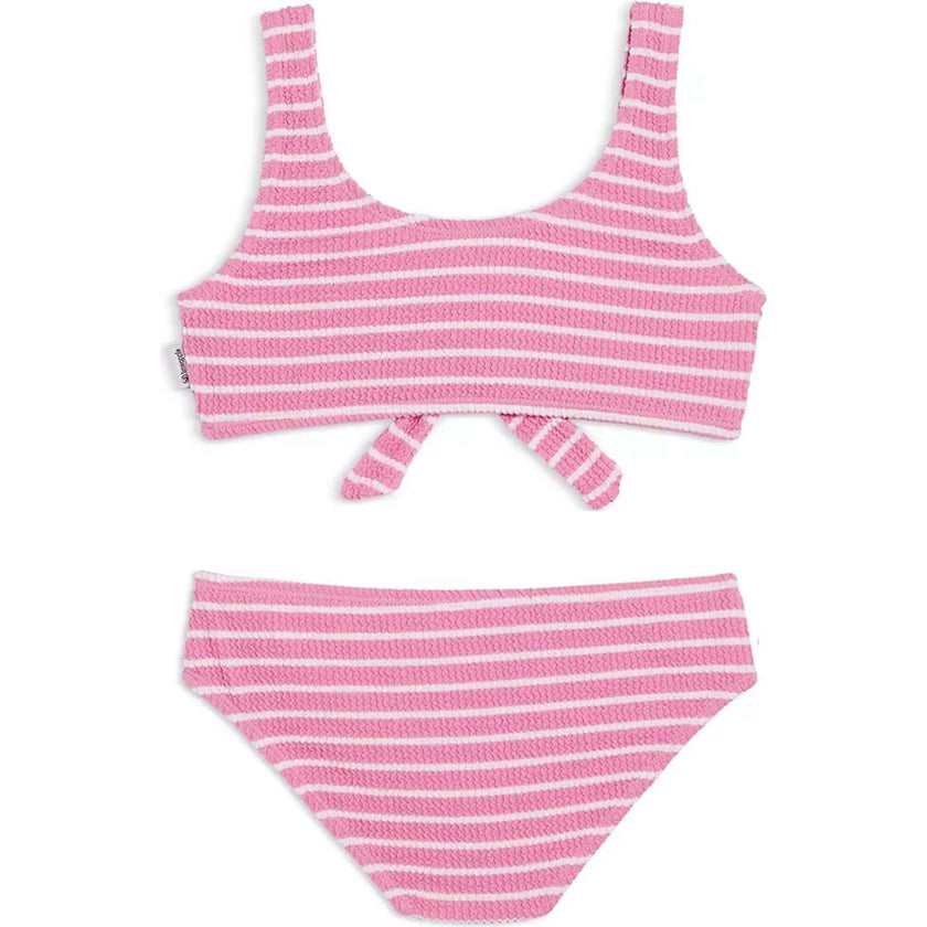 Izy Crinkle Tie Bikini Swimsuit - Pink Stripe