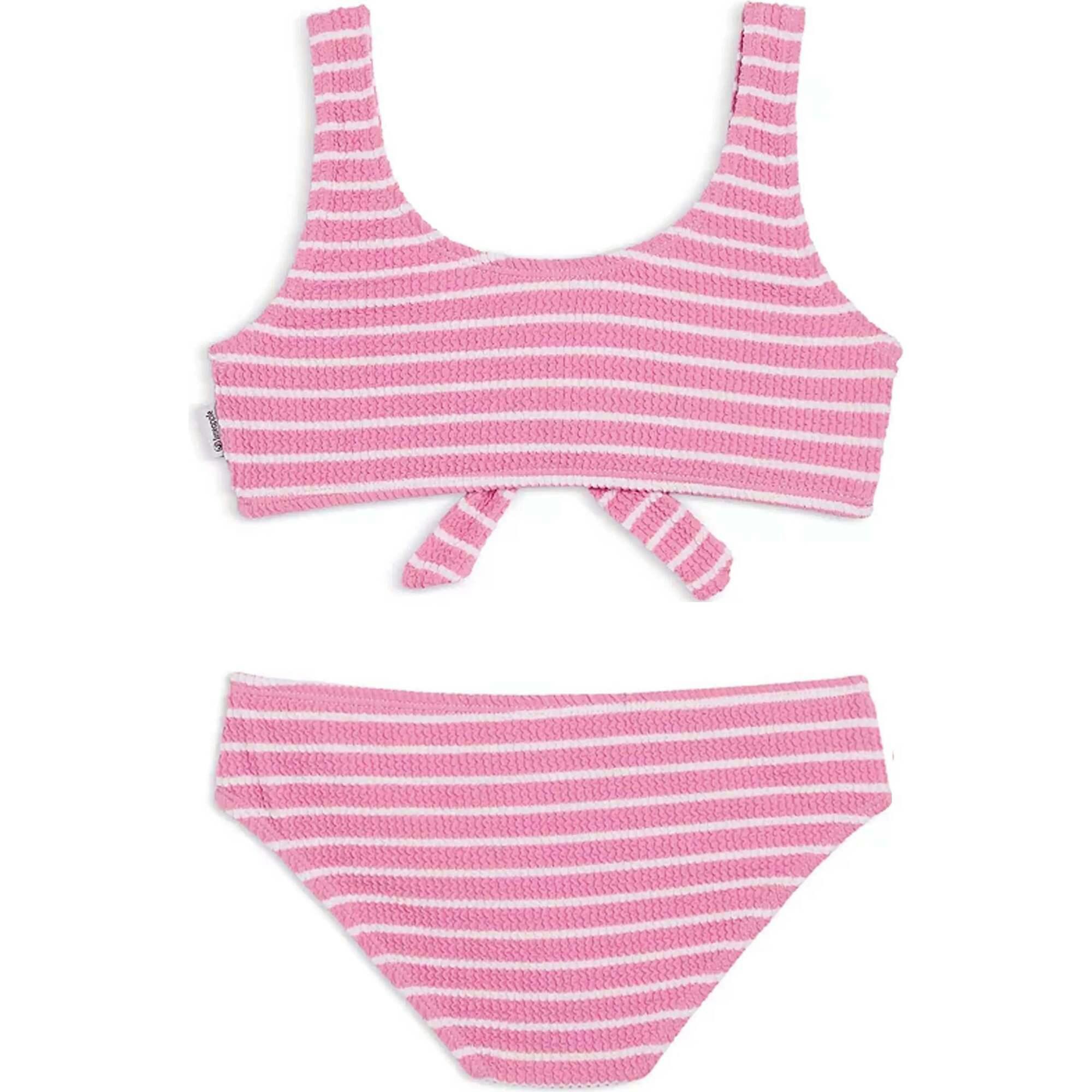 Izy Crinkle Tie Bikini Swimsuit - Pink Stripe