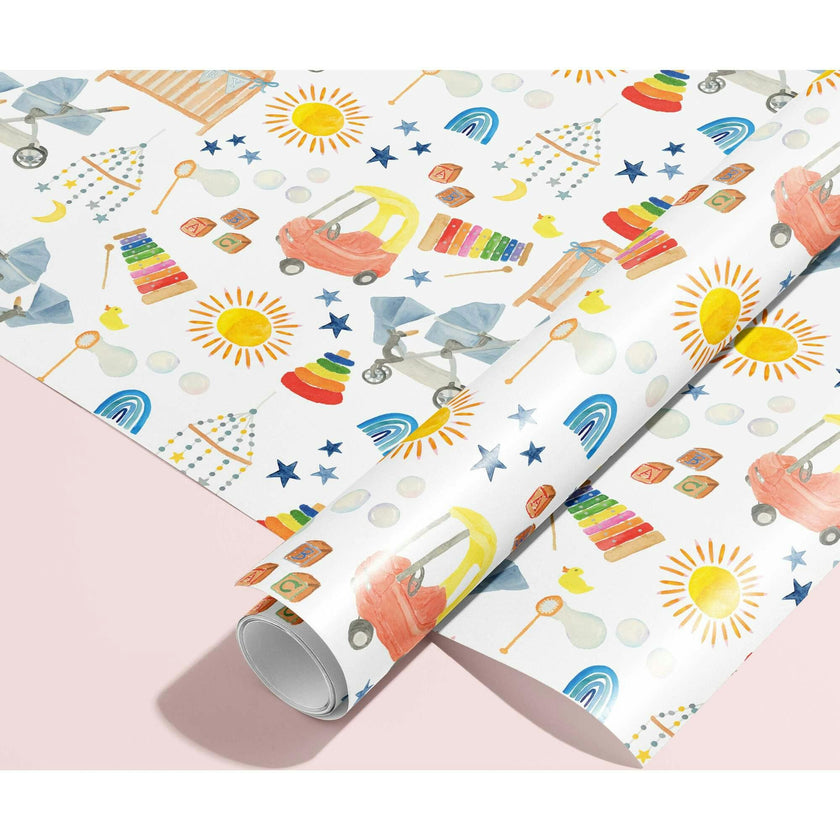 Baby Shower Icons Gift Wrap
