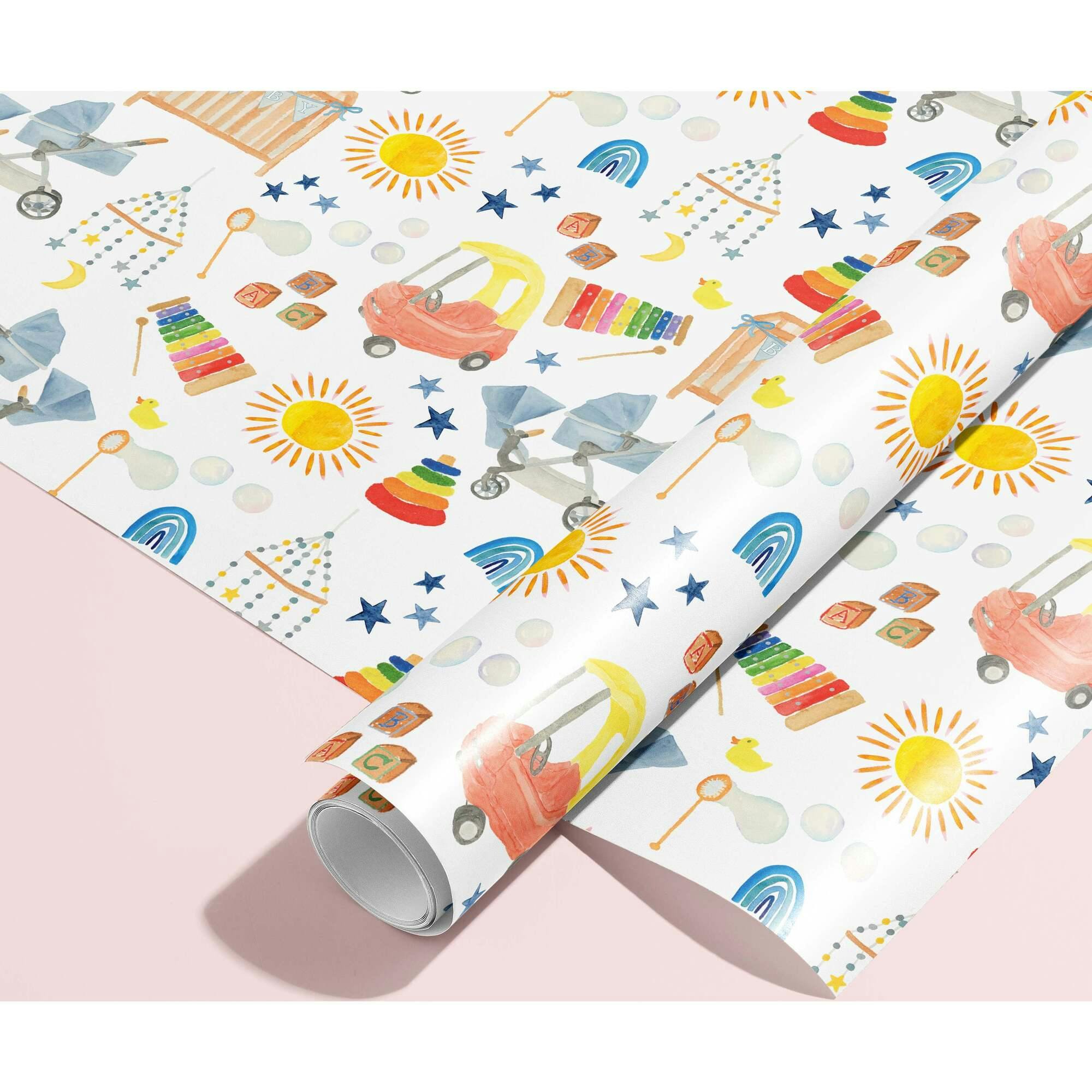 Baby Shower Icons Gift Wrap