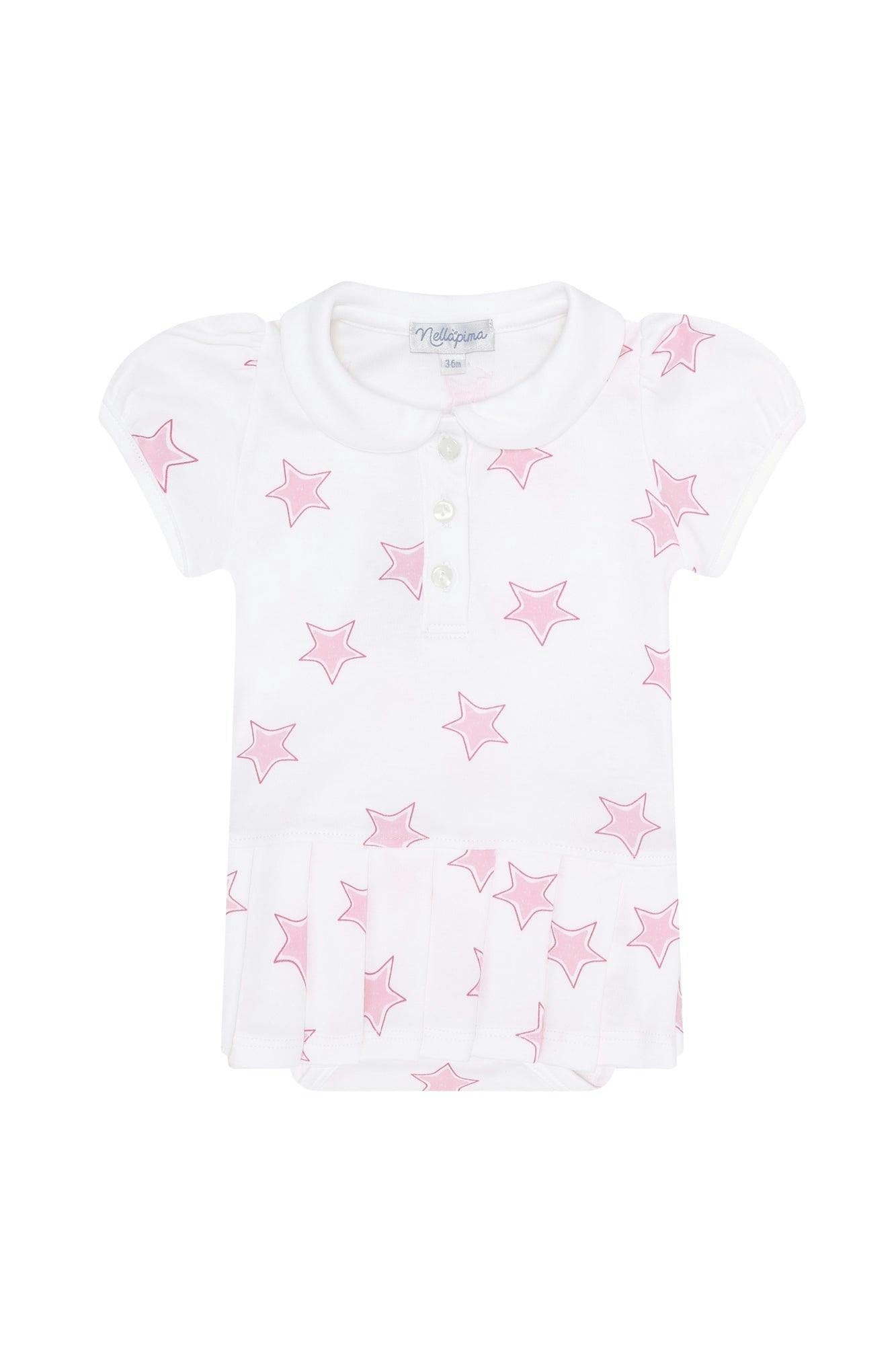Pink Stars Print Onesie Dress