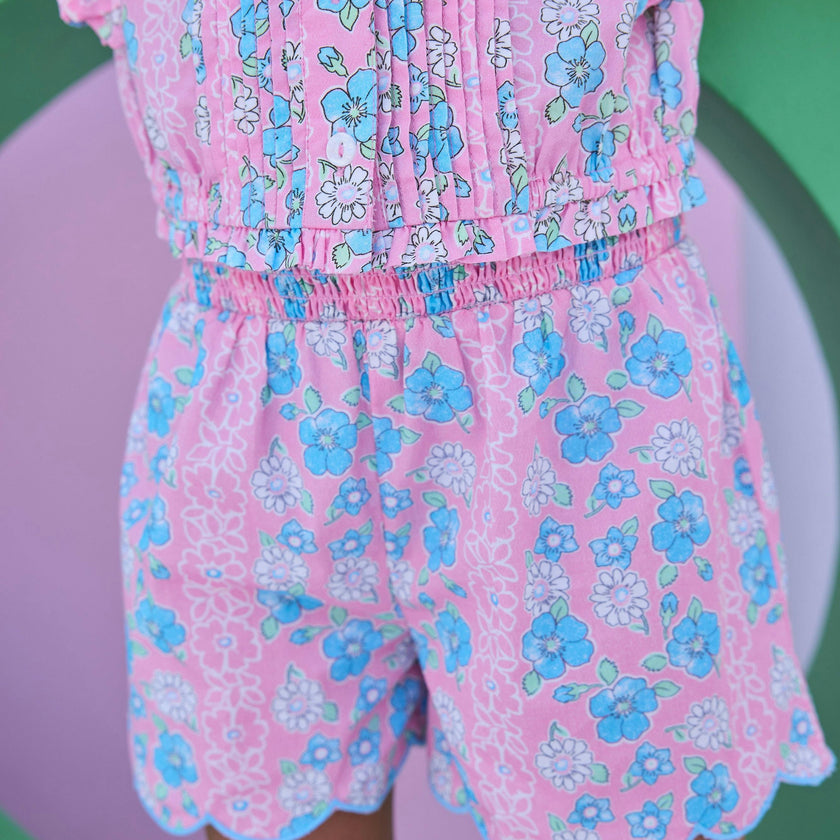 Shirred Shorts - Spring Marguerite Floral