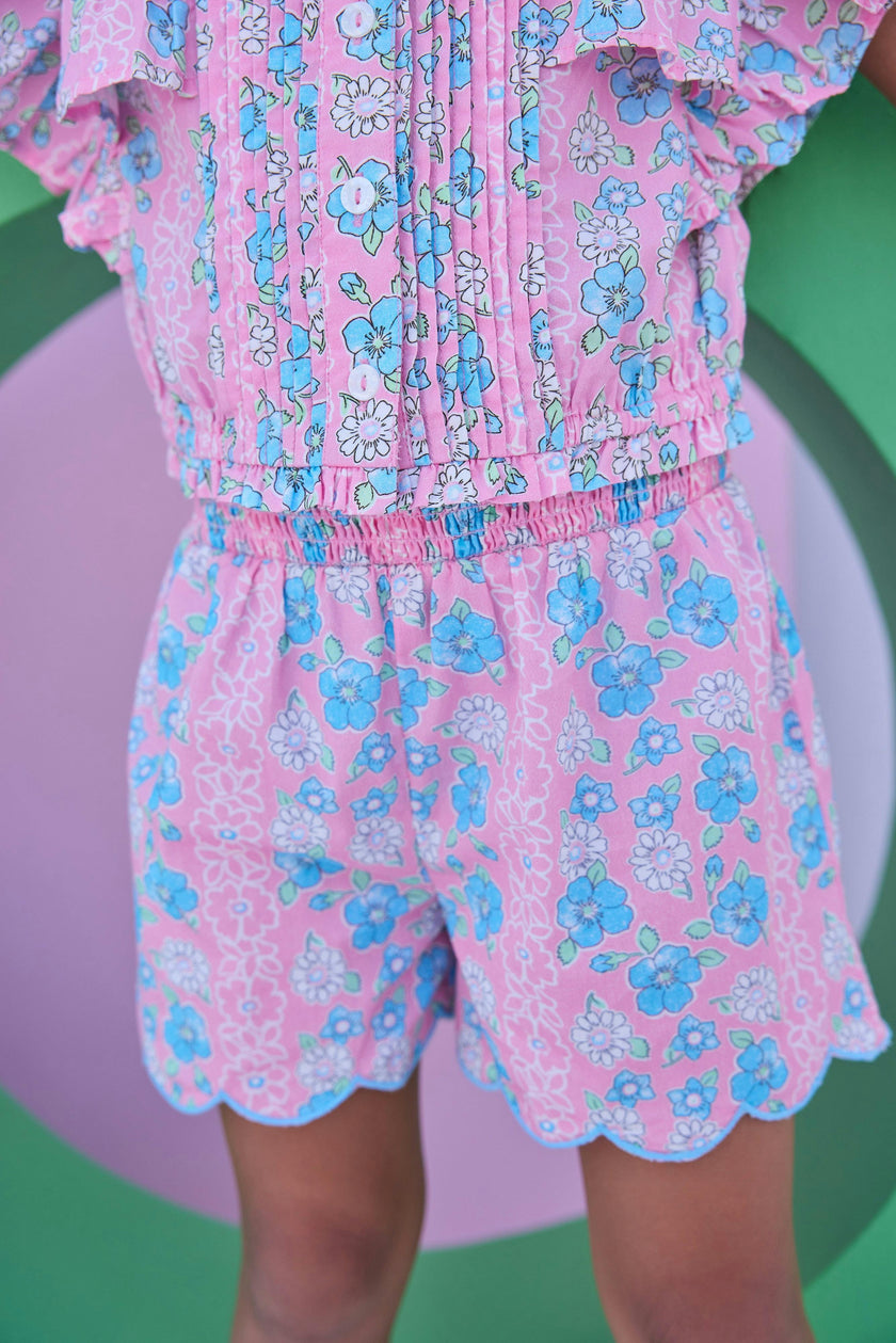Shirred Shorts - Spring Marguerite Floral