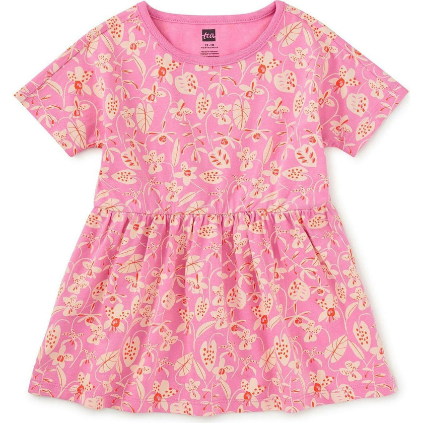 Short Sleeve Twirl Dress, Pink