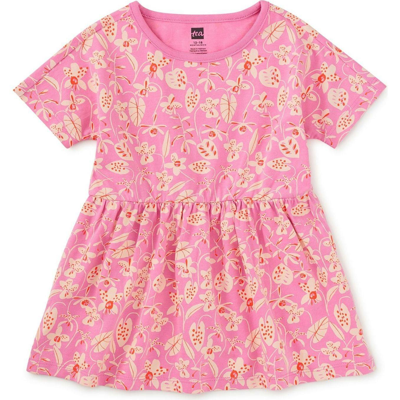 Short Sleeve Twirl Dress, Pink