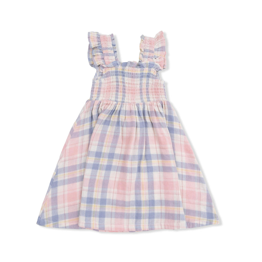 Dusty Plaid - Smocked Sundress with Bloomer