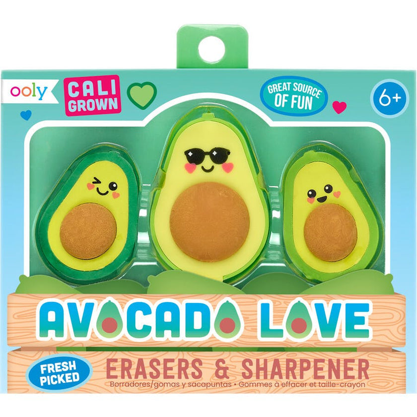 Avocado Love Eraser and Sharpener - Set of 3