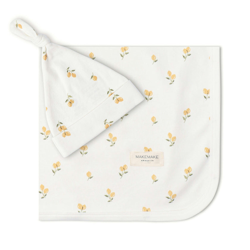Organic Swaddle Blanket & Hat Set