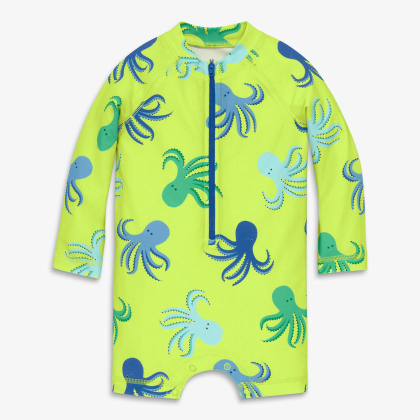 Baby one-piece rash guard in octopus pals