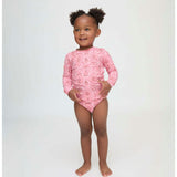 The Tiny Ariel Rashguard Set - Pink Palm Ikat
