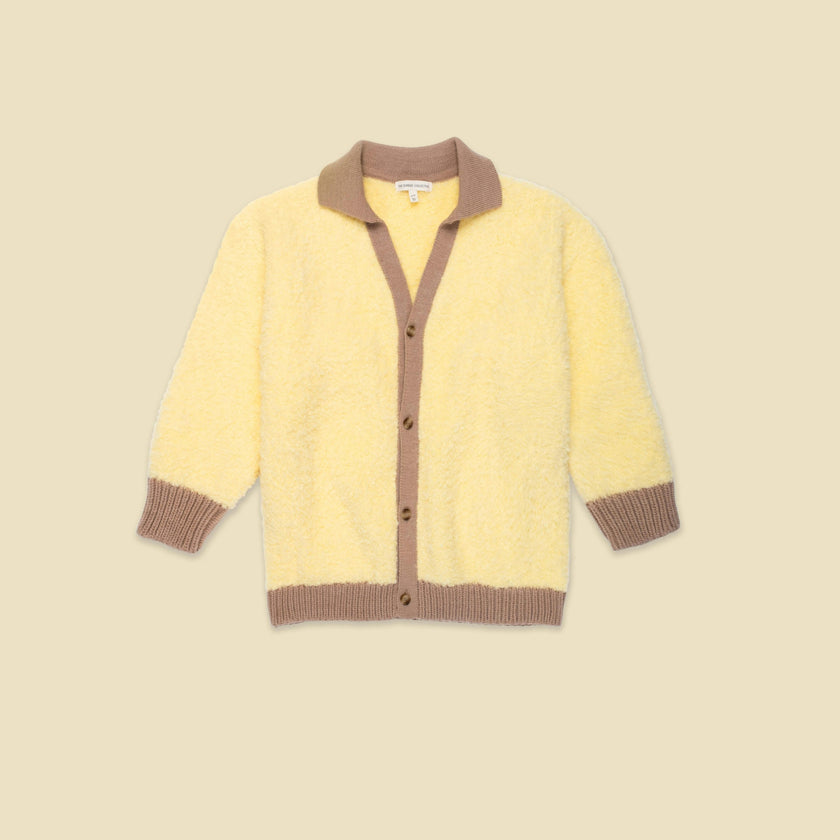 Collared Classroom Cardigan in Mixed Yarn, Yellow