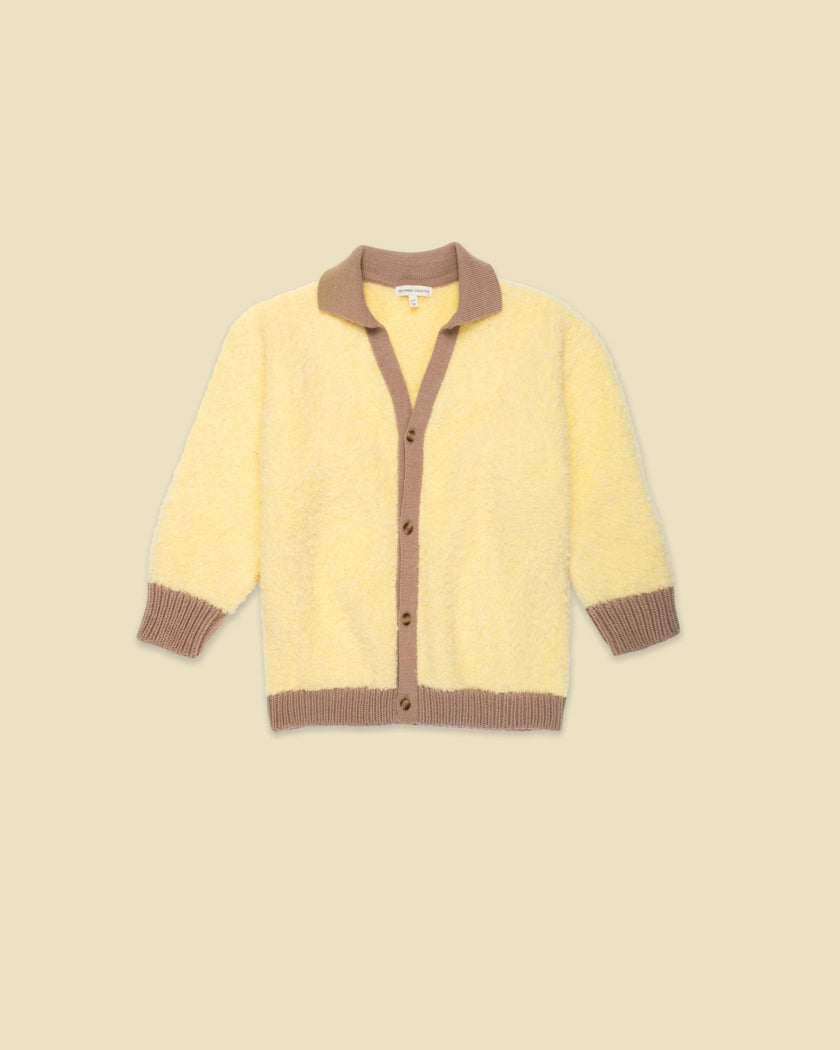 Collared Classroom Cardigan in Mixed Yarn, Yellow