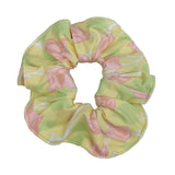Scrunchie in Yellow with Pink Bougainvillea