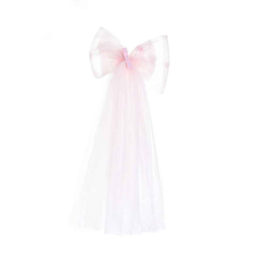 Light Pink Suvanna Pom‑Pom Tulle Dress with Bow Clip