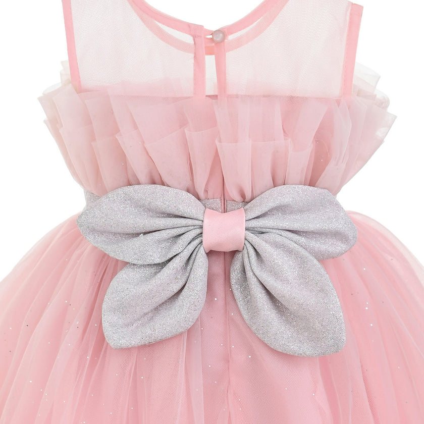 Pink Isolara Tulle Glitter Bow Dress