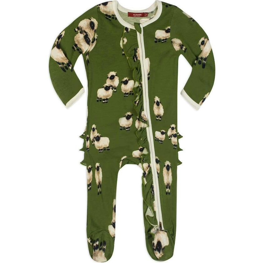 Valais Bamboo Ruffle Zipper Footed Romper