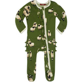 Valais Bamboo Ruffle Zipper Footed Romper
