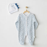 White Jurassic Print Babygrow & Beanie