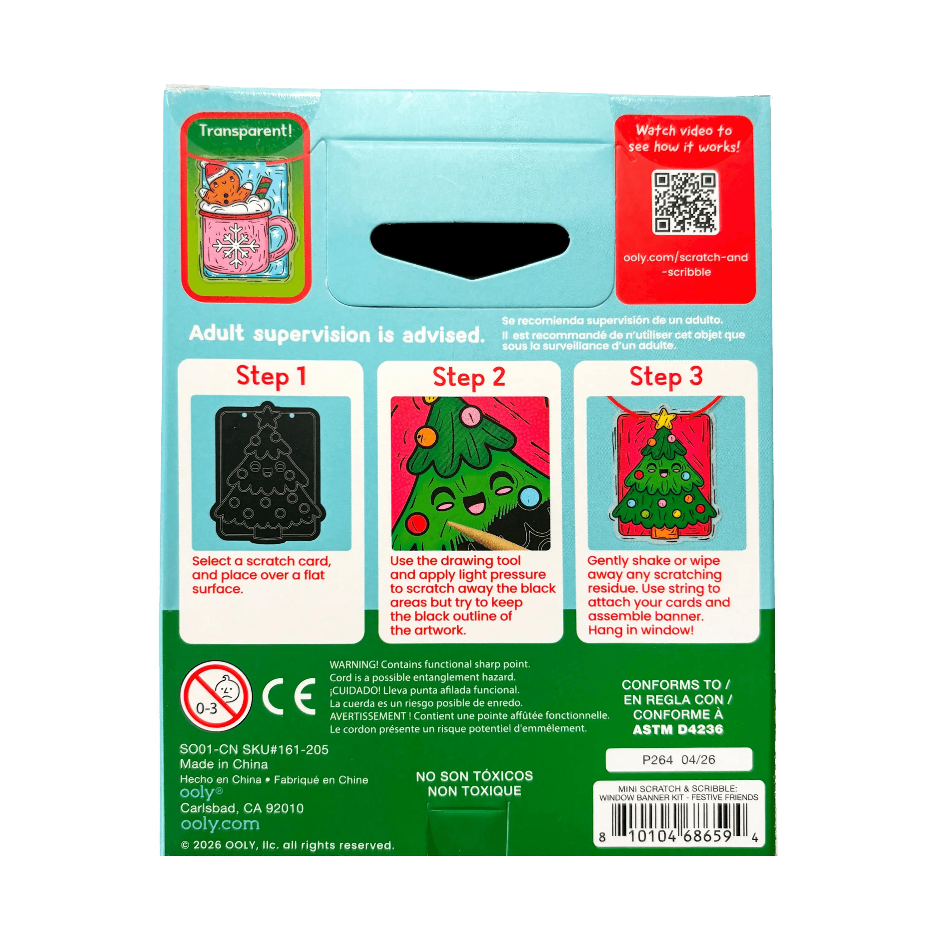 Scratch & Scribble Mini Window Banner Kit - Festive Friends - 6 Cards