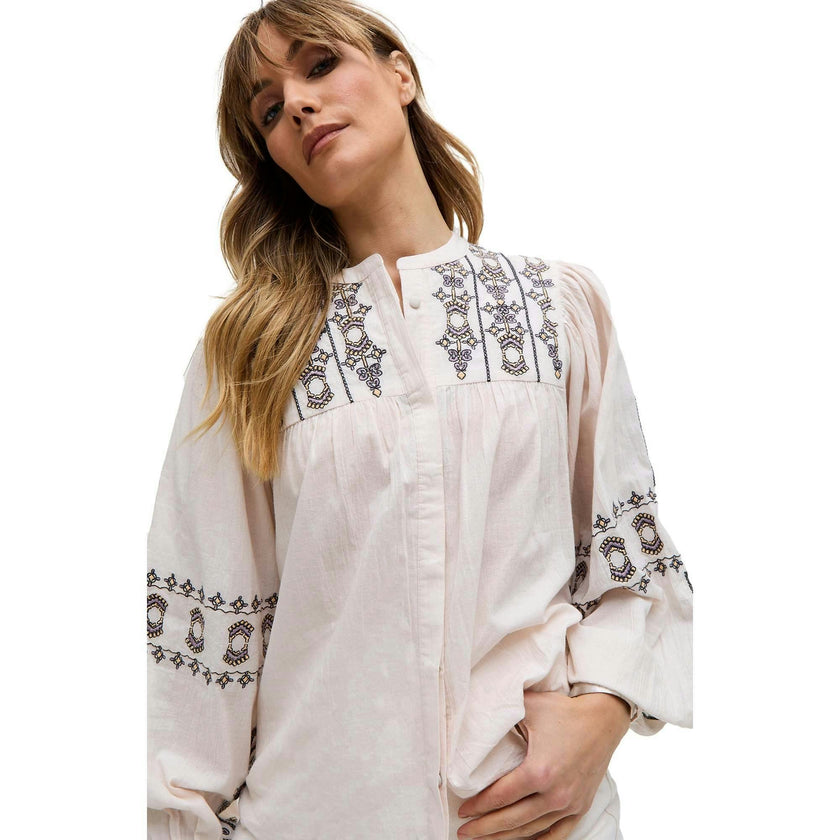 Demi Embroidered Ballon Sleeve Shirt