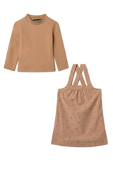 Mock Neck Corduroy Jumper and Top Two Piece Set