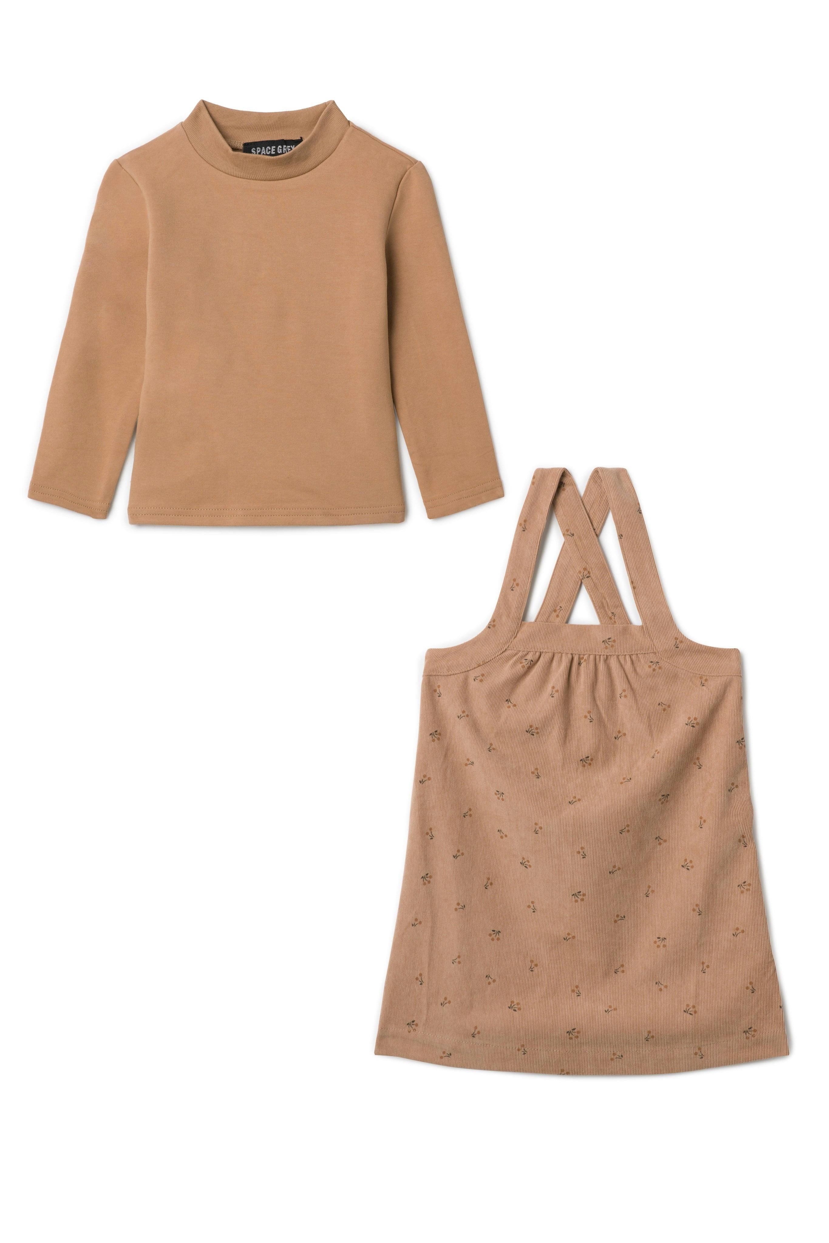 Mock Neck Corduroy Jumper and Top Two Piece Set