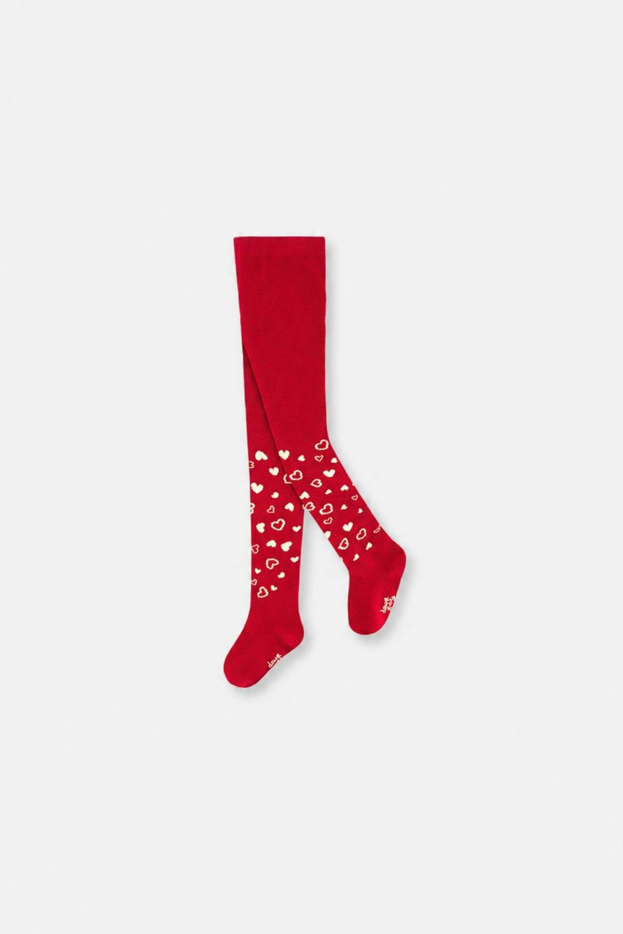 Baby Knit Heart Tights Red