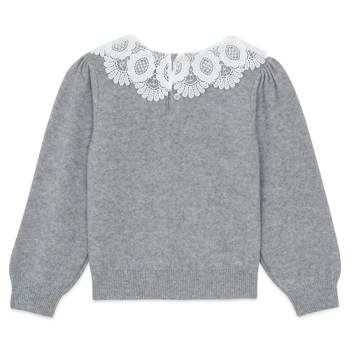 TARTINE ET CHOCOLAT Lace Collar Sweater - Gris Moyen Chiné